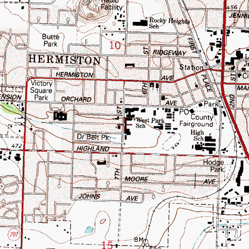 Topographic Map of West Park Elementary School, OR