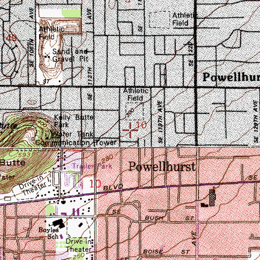 Topographic Map of West Powellhurst Elementary School, OR