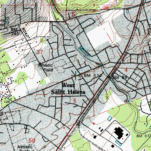 Topographic Map of West Saint Helens, OR