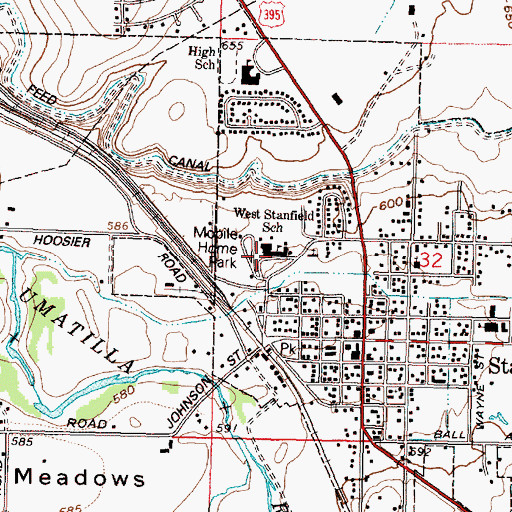 Topographic Map of West Stanfield School (historical), OR