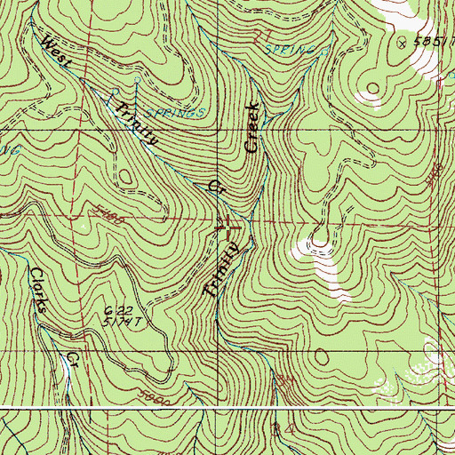 Topographic Map of West Trinity Creek, OR