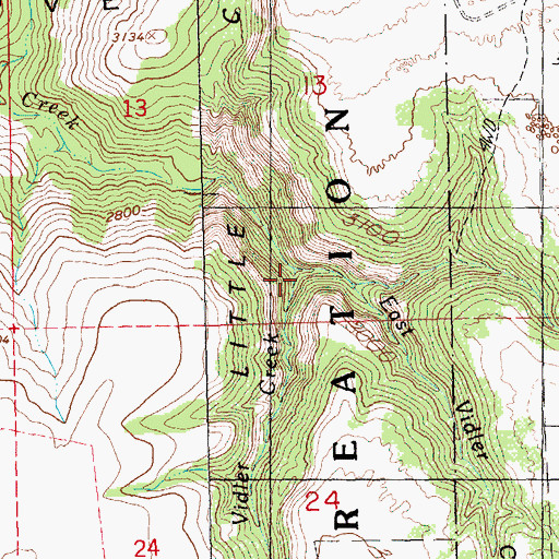 Topographic Map of West Vidler Creek, OR