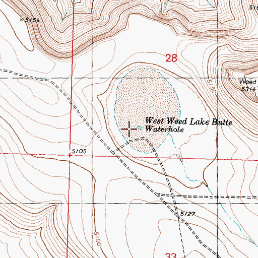 Topographic Map of West Weed Lake Butte Waterhole, OR