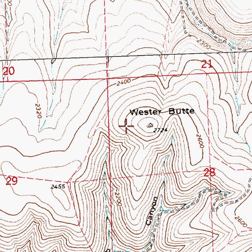 Topographic Map of Wester Butte, OR