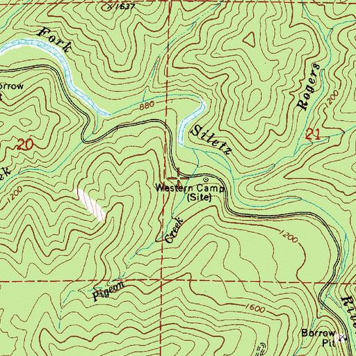 Topographic Map of Western Camp, OR