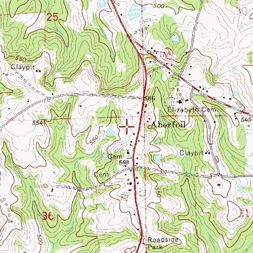 Topographic Map of Aberfoil, AL