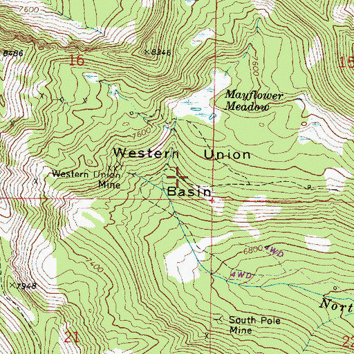 Topographic Map of Western Union Basin, OR