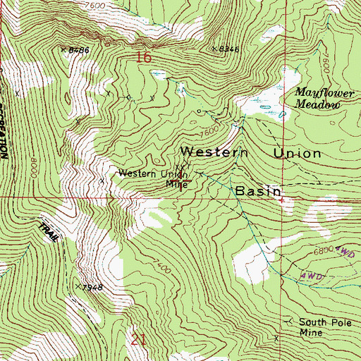 Topographic Map of Western Union Mine, OR