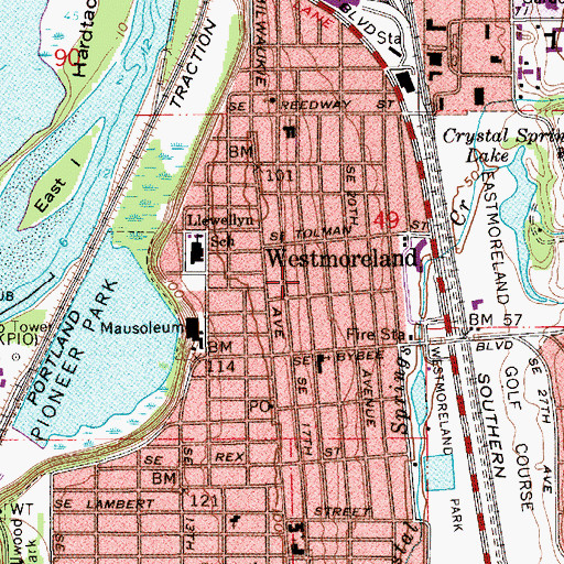 Topographic Map of Westmoreland, OR