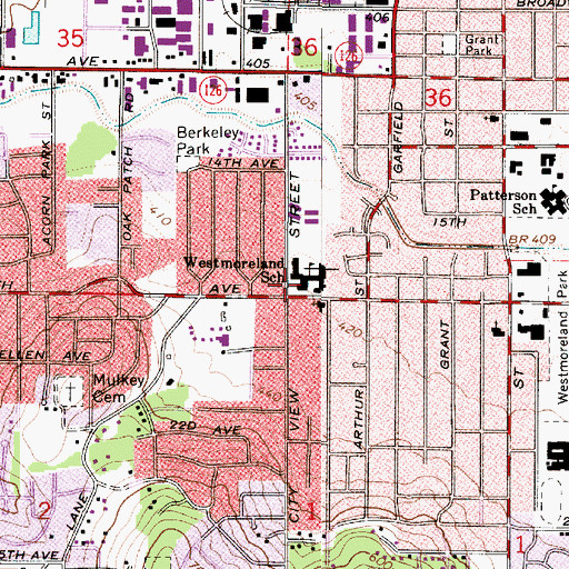 Topographic Map of Lane School, OR