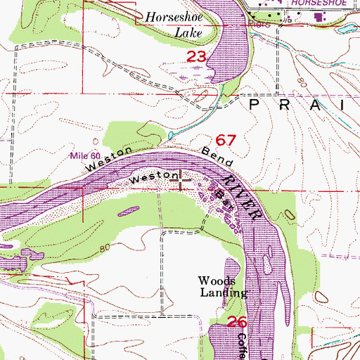 Topographic Map of Weston Bar, OR