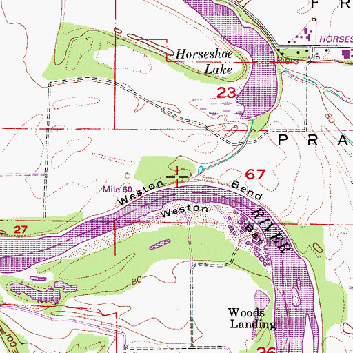 Topographic Map of Weston Bend, OR