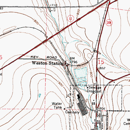 Topographic Map of Weston Station, OR