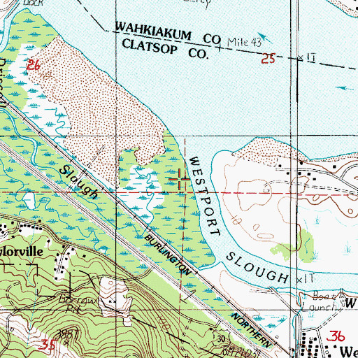 Topographic Map of Westport Slough, OR