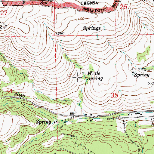 Topographic Map of Wetle Spring, OR