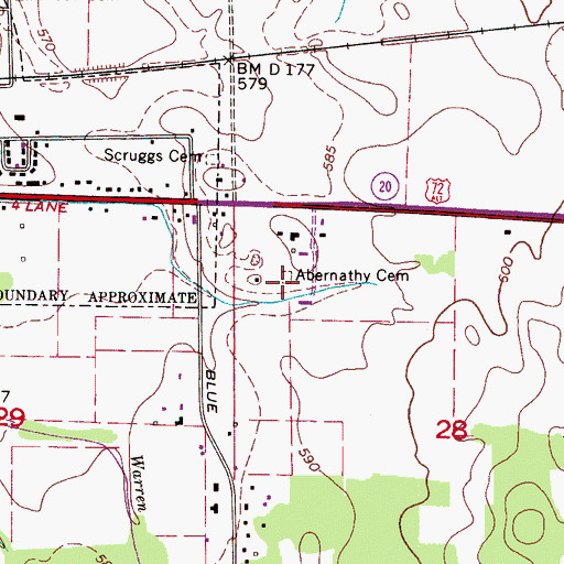 Topographic Map of Abernathy Cemetery, AL
