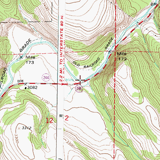 Topographic Map of Whiskey Creek, OR