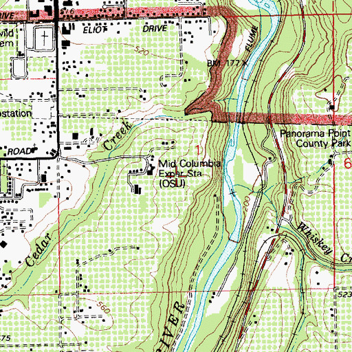 Topographic Map of Whiskey Creek, OR