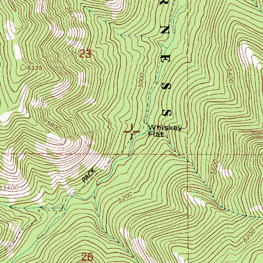 Topographic Map of Whiskey Flat, OR