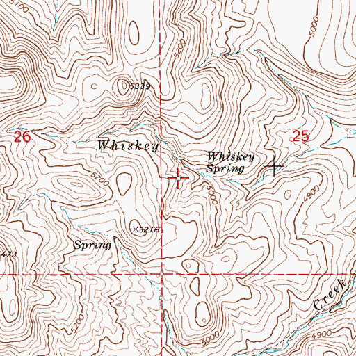 Topographic Map of Whiskey Spring, OR
