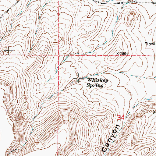 Topographic Map of Whiskey Spring, OR
