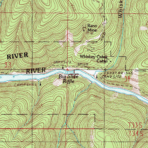 Topographic Map of Whisky Creek, OR
