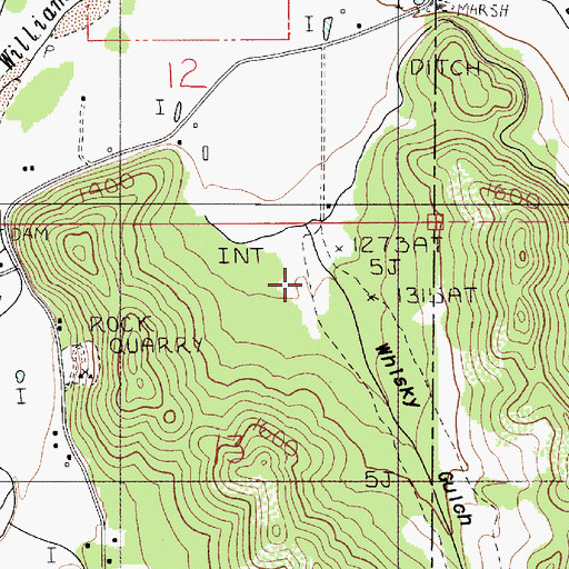 Topographic Map of Whisky Gulch, OR