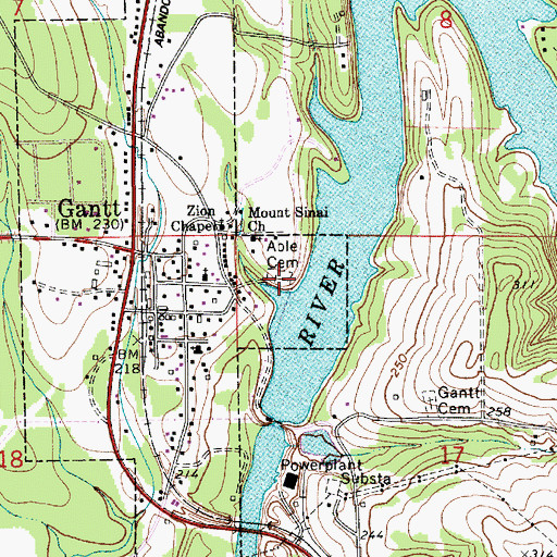 Topographic Map of Able Cemetery, AL