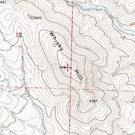 Topographic Map of Whisky Hill, OR