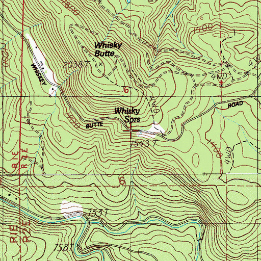Topographic Map of Whisky Springs, OR