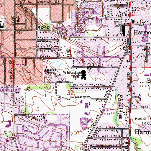 Topographic Map of Whitcomb Elementary School, OR