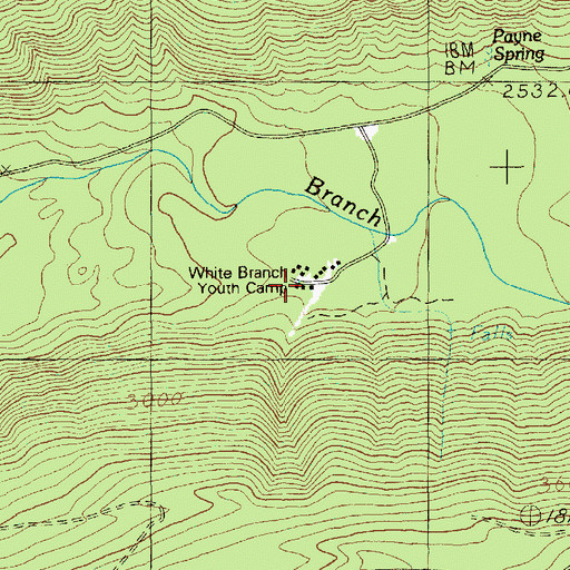 Topographic Map of White Branch Youth Camp, OR