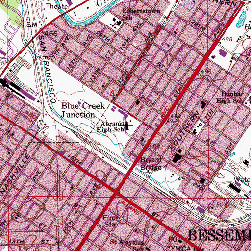 Topographic Map of Abrams High School, AL