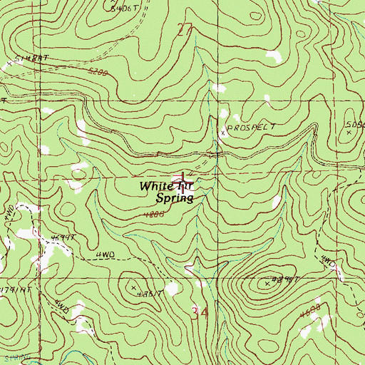 Topographic Map of White Fir Spring, OR