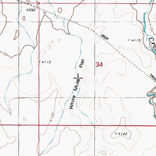 Topographic Map of White Mule Flat, OR