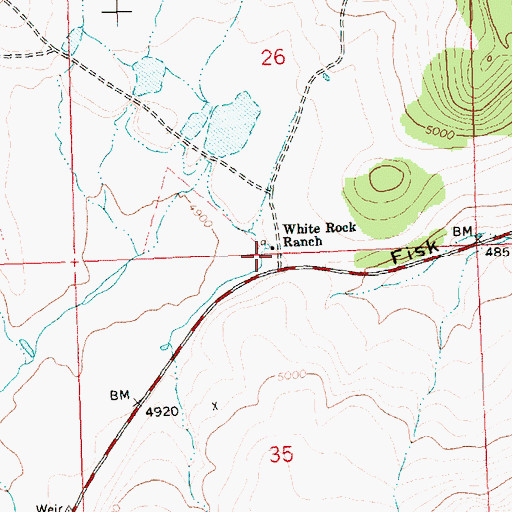 Topographic Map of White Rock Ranch, OR