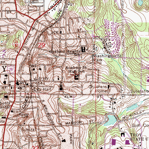 Topographic Map of Academy Street High School, AL