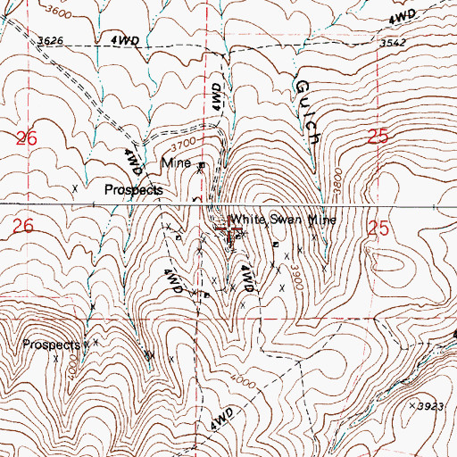 Topographic Map of White Swan Mine, OR