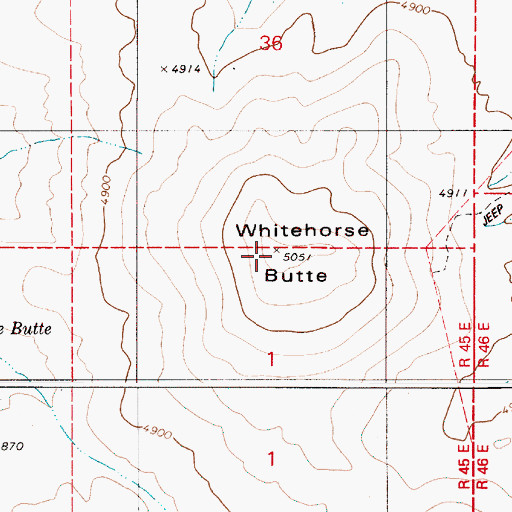Topographic Map of Whitehorse Butte, OR