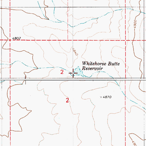 Topographic Map of Whitehorse Butte Reservoir, OR