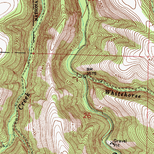 Topographic Map of Whitehorse Creek, OR