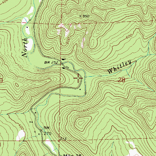 Topographic Map of Whitley Creek, OR