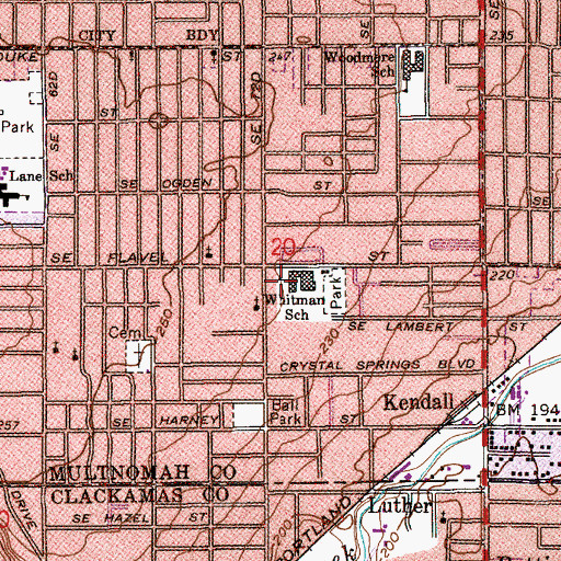 Topographic Map of Whitman Elementary School, OR