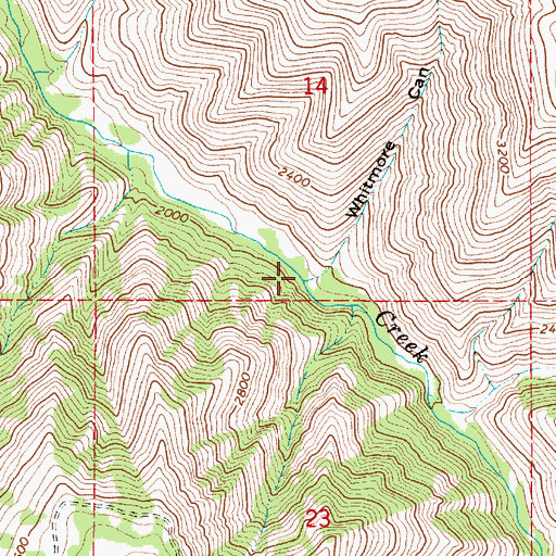Topographic Map of Whitmore Canyon, OR