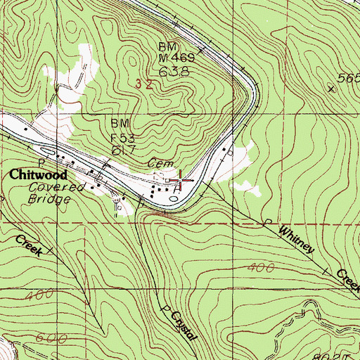 Topographic Map of Whitney Creek, OR