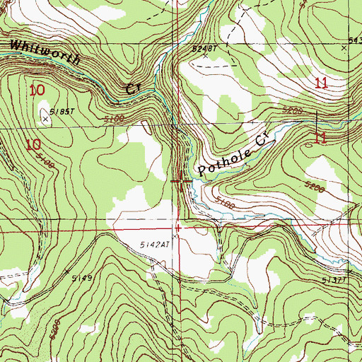 Topographic Map of Whitworth Creek, OR
