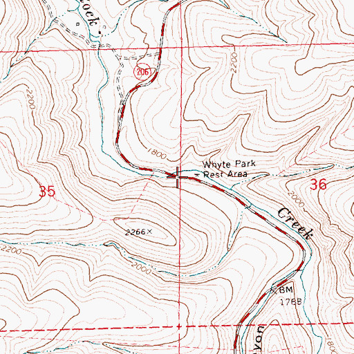 Topographic Map of Whyte Park Rest Area, OR