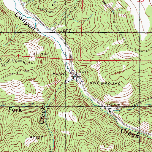 Topographic Map of Wickiup Creek, OR