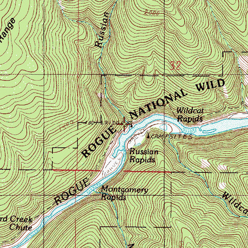 Topographic Map of Wildcat Creek, OR
