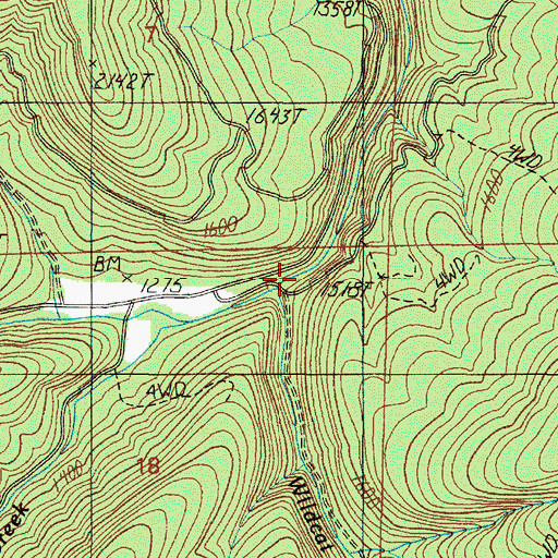Topographic Map of Wildcat Creek, OR